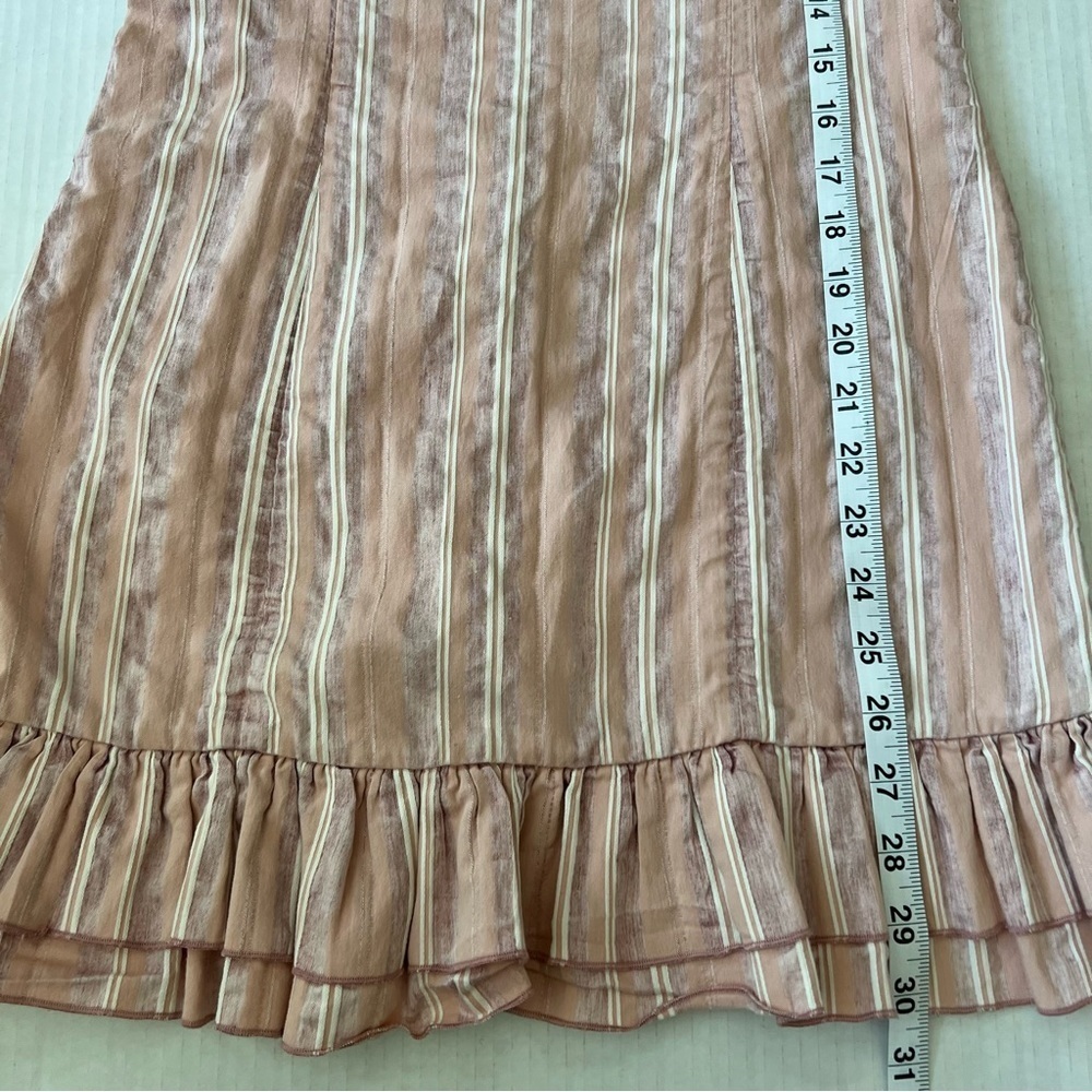 ALEXIS The Brandy Striped Linen Blend Ruffle Mini Dress Rose Pink Small - Picture 16 of 16